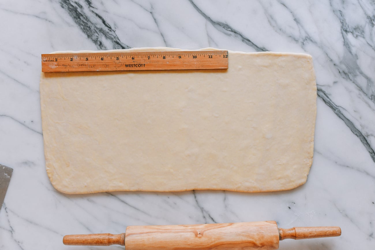 Dough rolled out into a rectangle