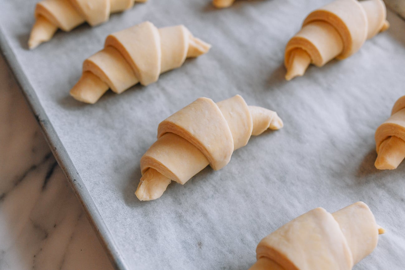 Croissant dough on sheet pan