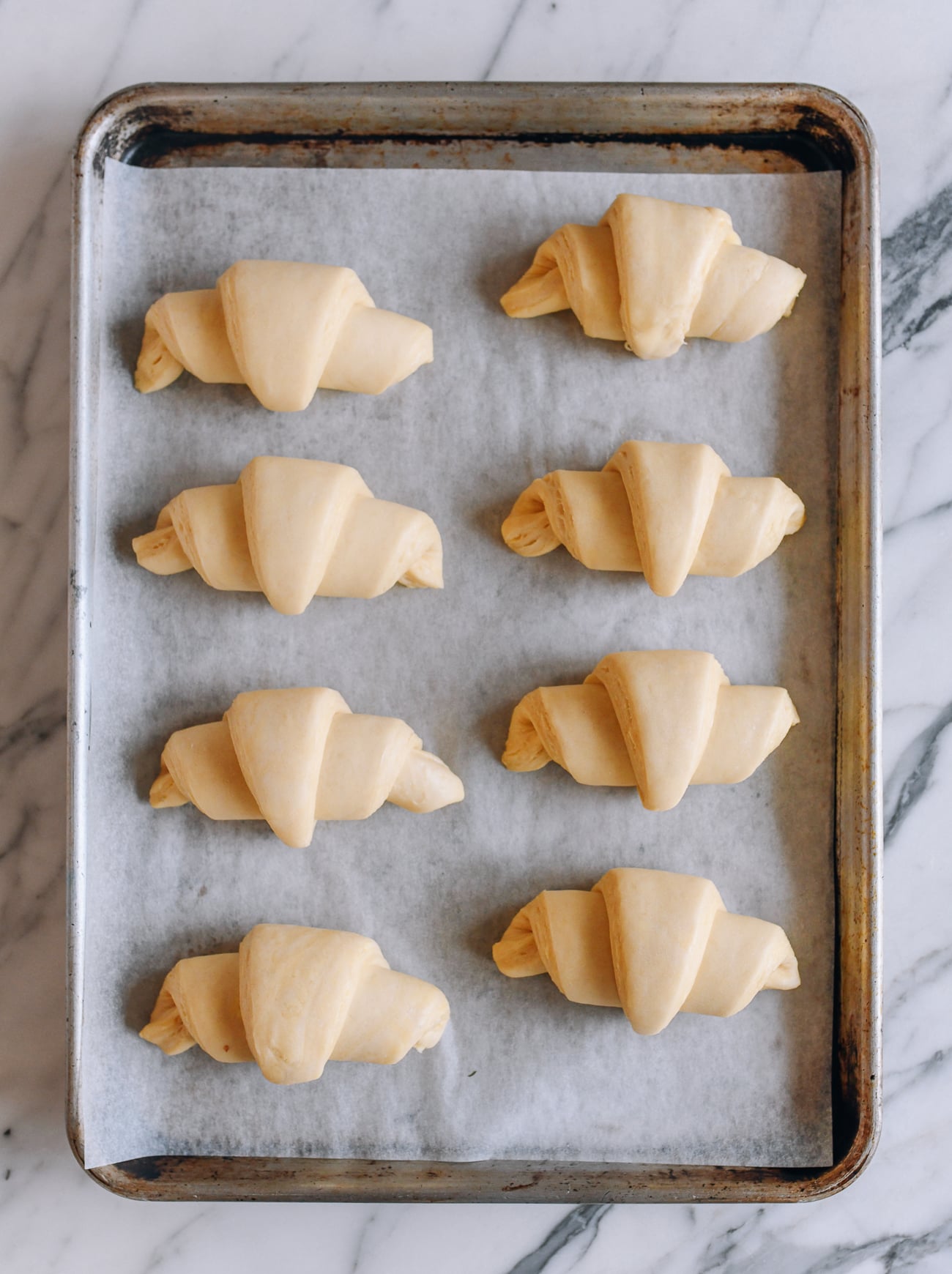 Puffy risen croissants