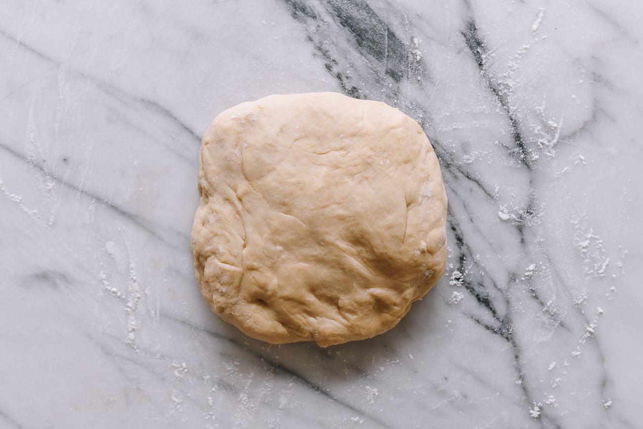 Dough with air punched out of it