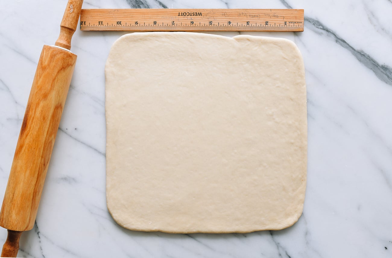 Dough rolled out into an 11-inch square