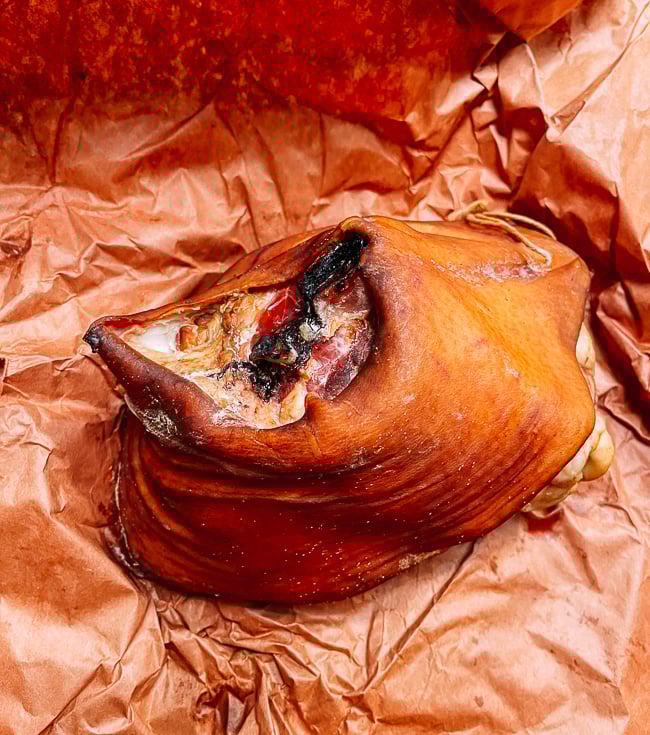 Smoked ham hock on butcher paper