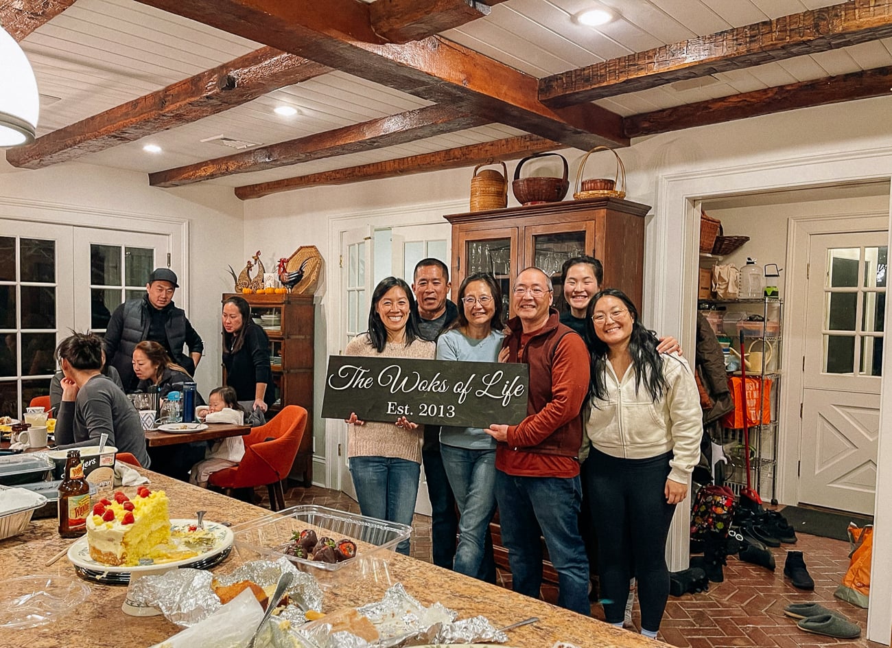Judy, Bill, Sarah and Kaitlin receiving gift of sign from famiily
