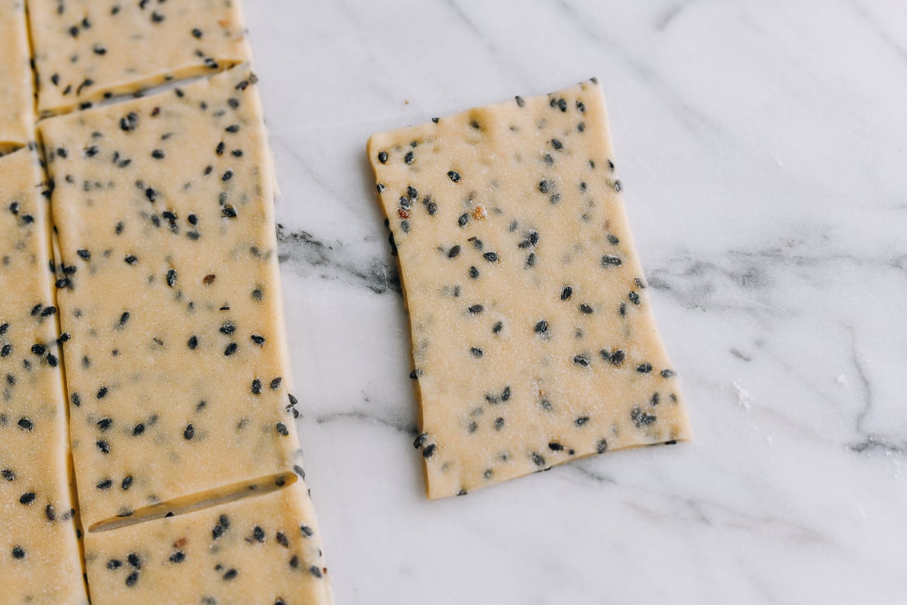 Flat piece of sesame dough