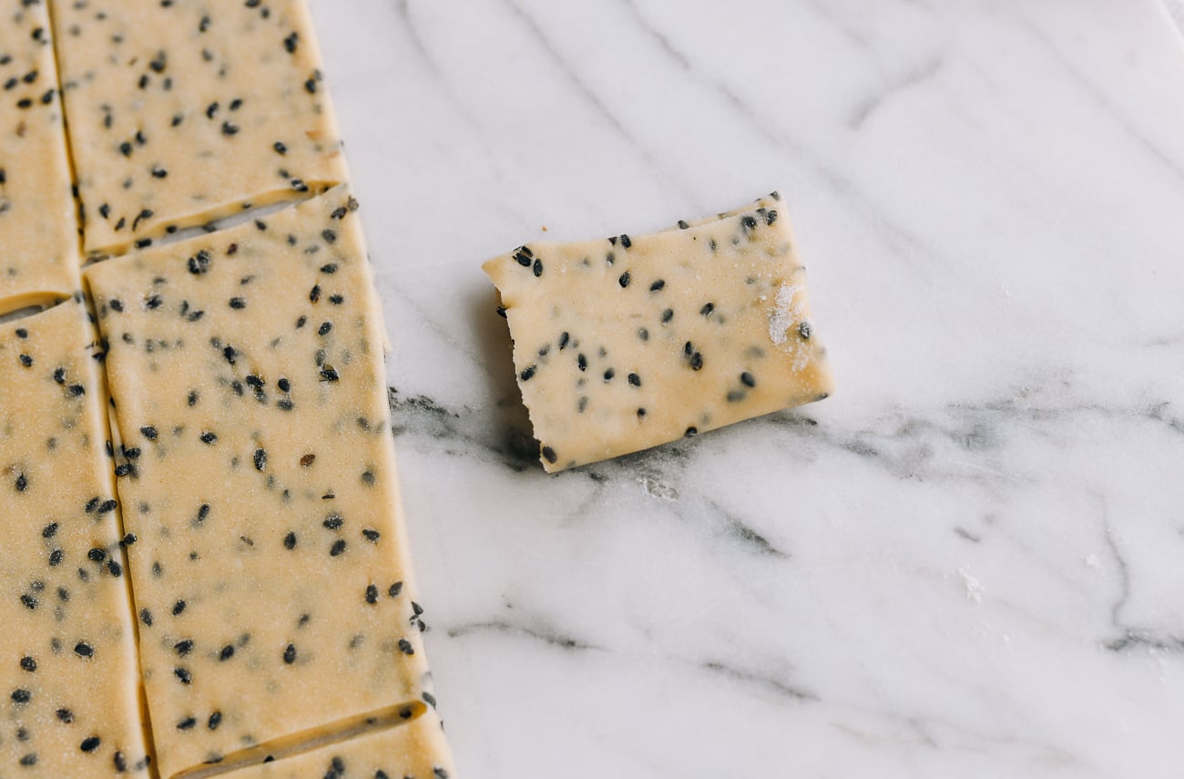 Sesame dough folded in half