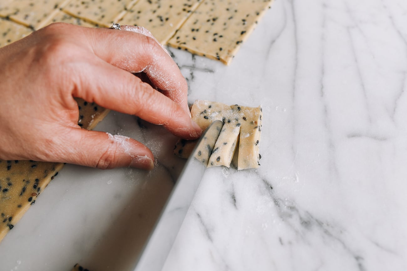 Cutting slits into dough