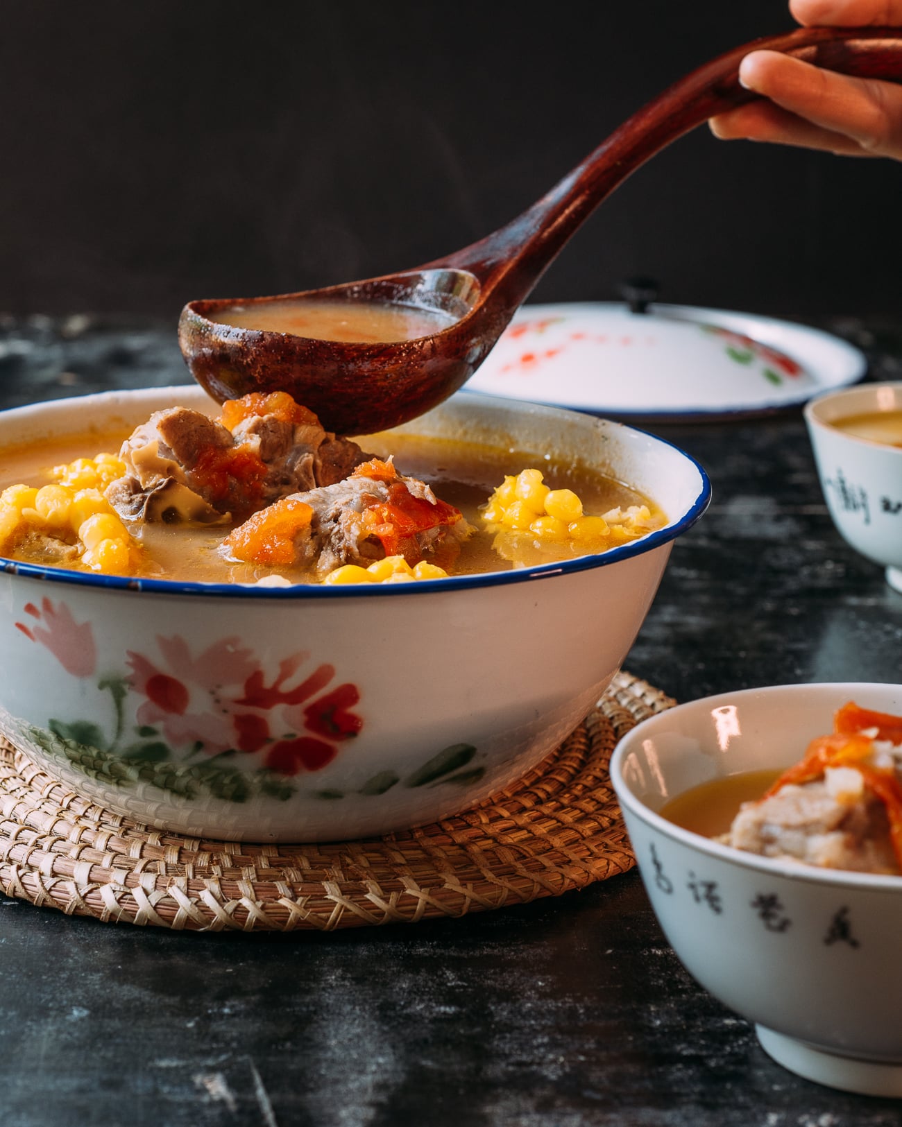 Chinese Pork Bone Soup with Tomatoes, Potatoes & Corn