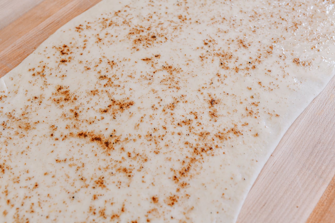 dough sprinkled with salt and five spice powder