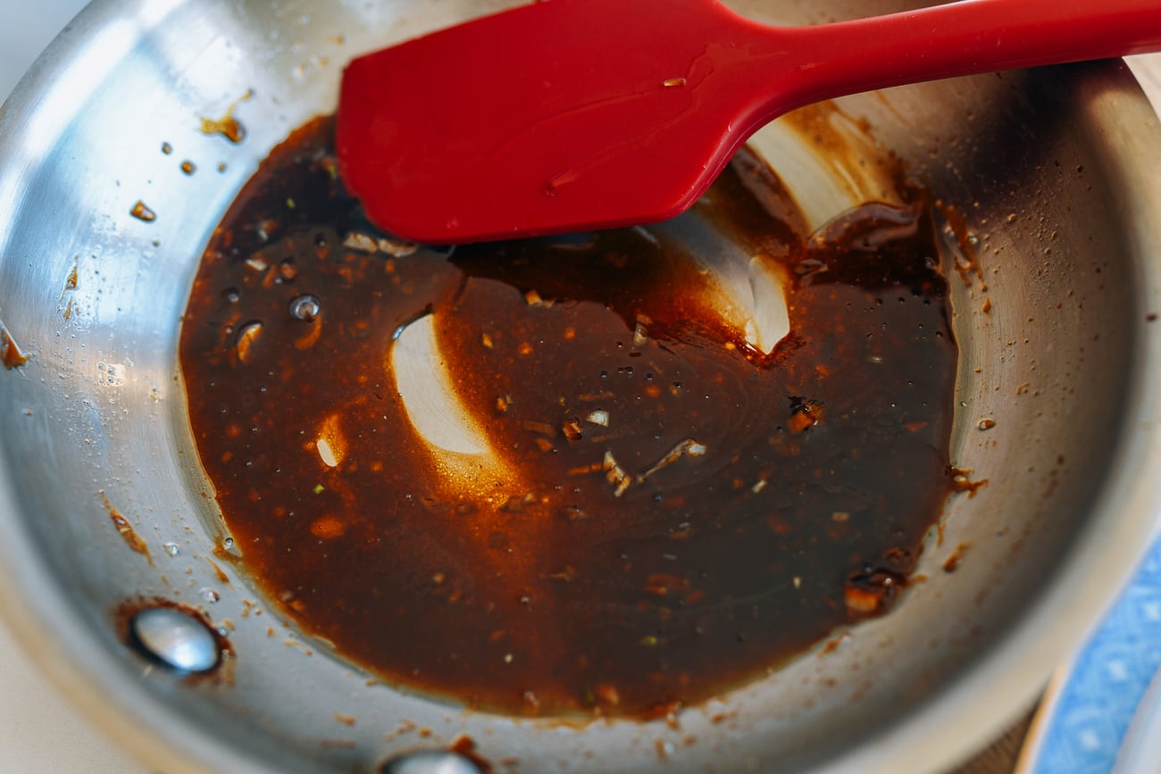 making sauce for steamed broccoli