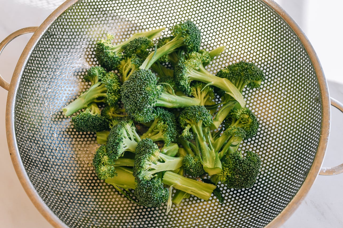 broccoli in colander