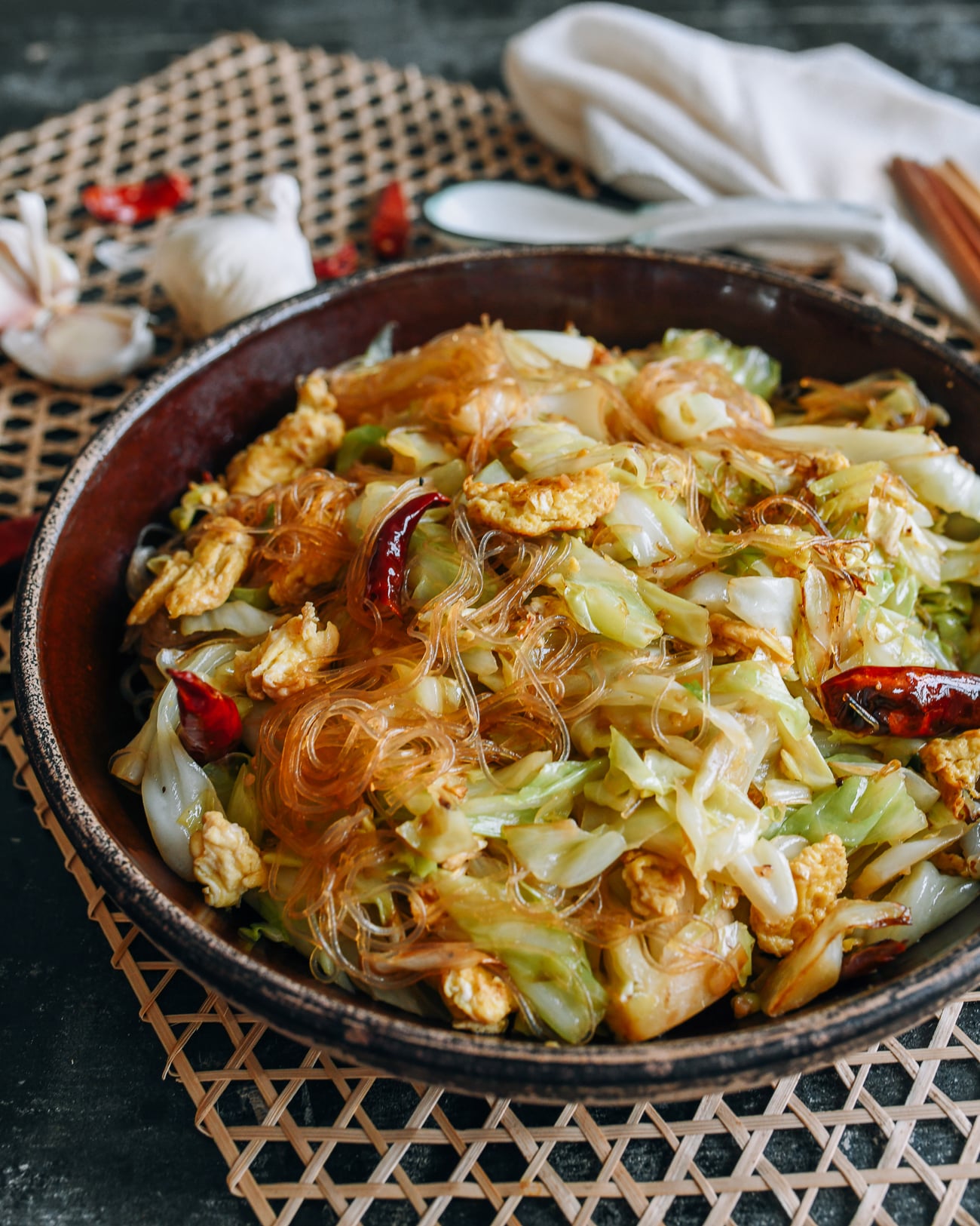 Cabbage and Glass Noodle Stir-Fry