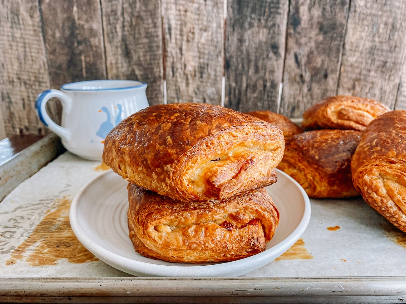 Ham and Cheese Croissants on plate