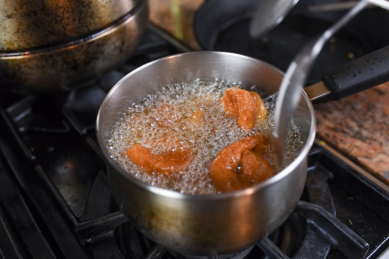 frying shrimp for a second time