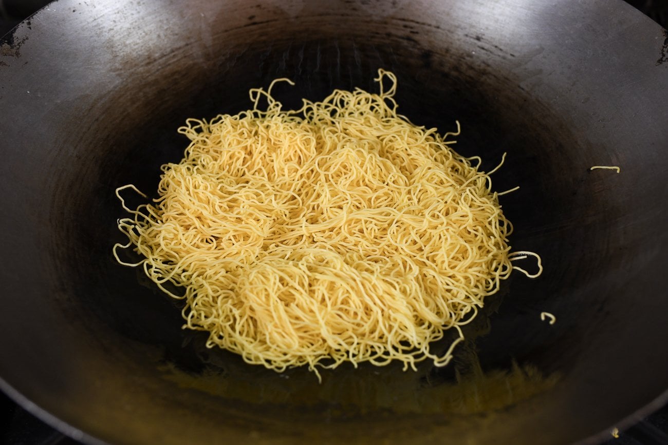 pan-fried noodles in wok
