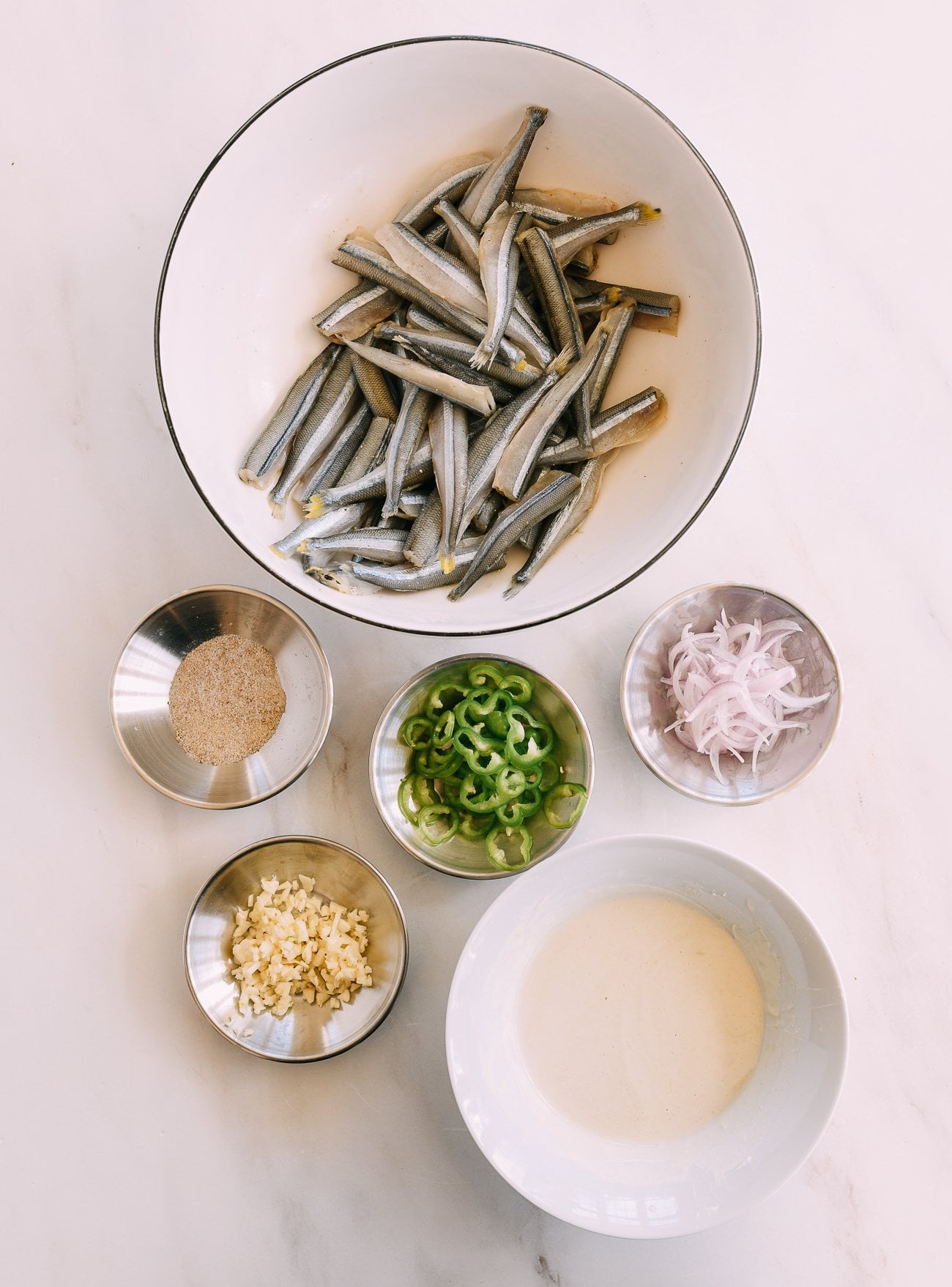 ingredients for salt and pepper smelts