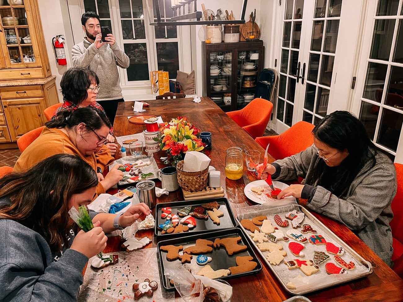decorating Christmas cookies