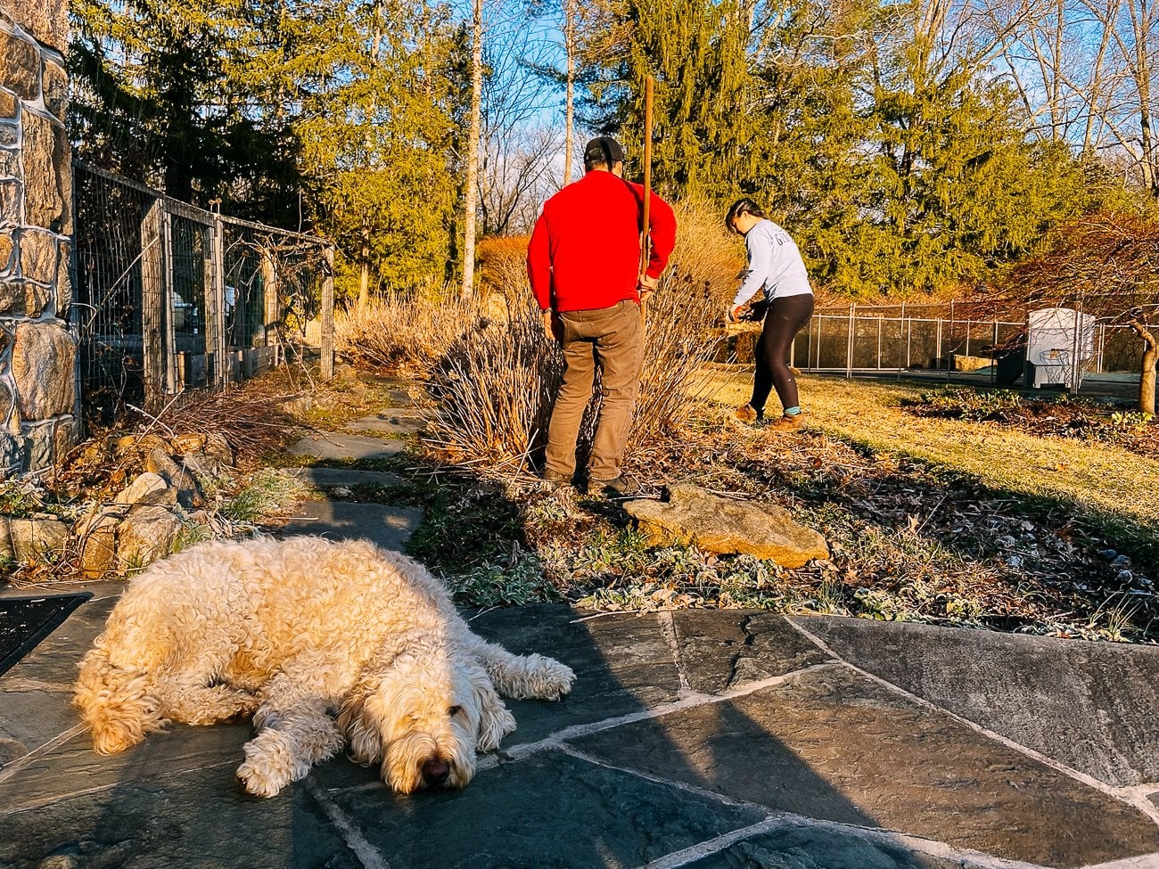 working in the garden