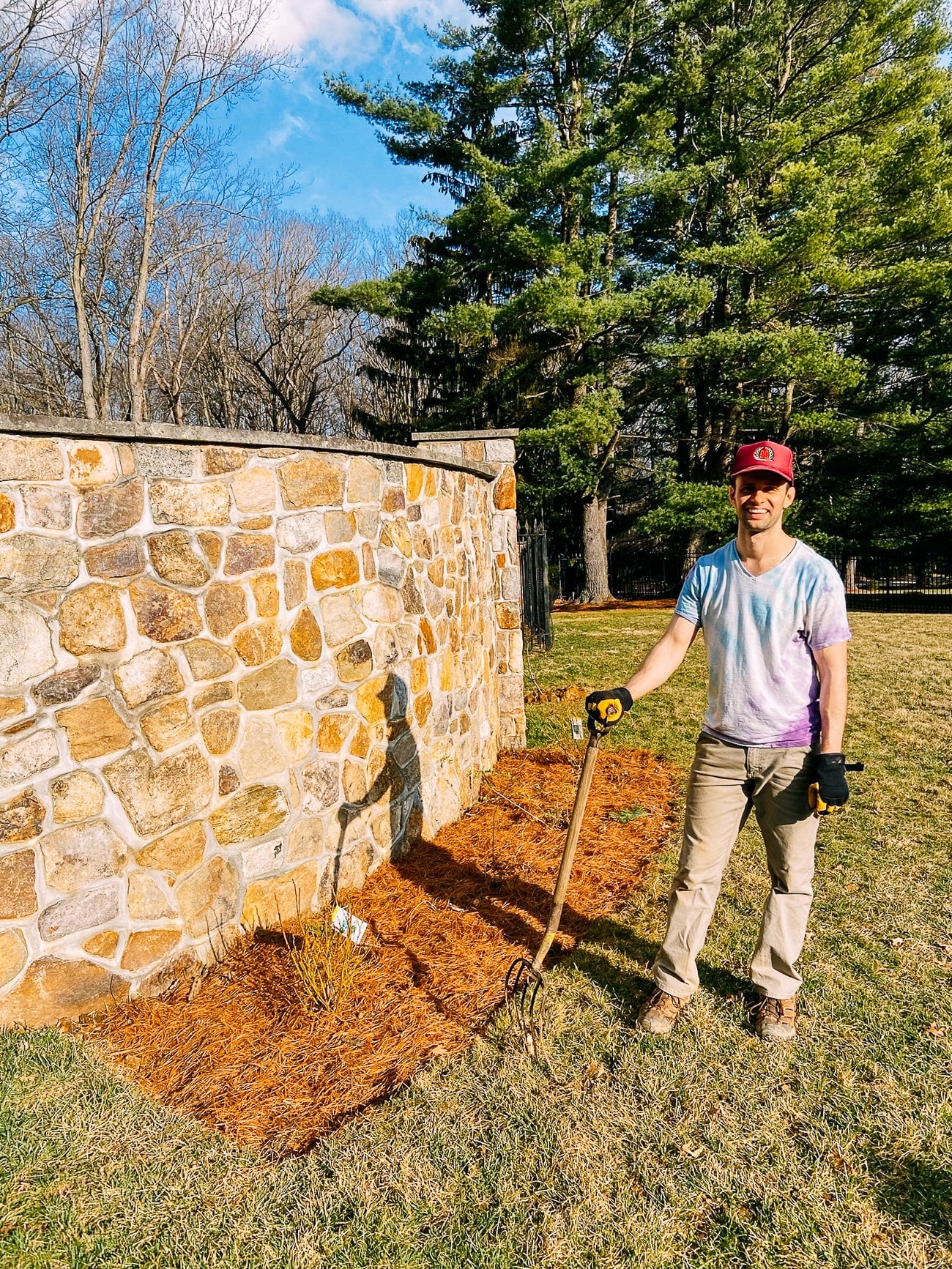 justin digging out new bed for berries