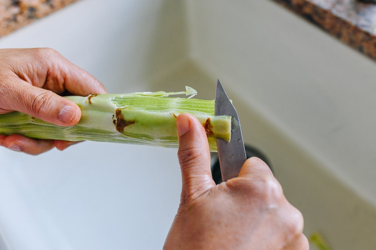 peeling celtuce