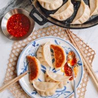 chicken zucchini dumplings with chili oil