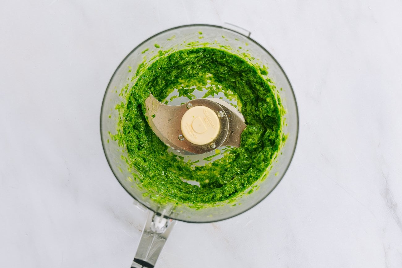 scallion greens ground into a paste