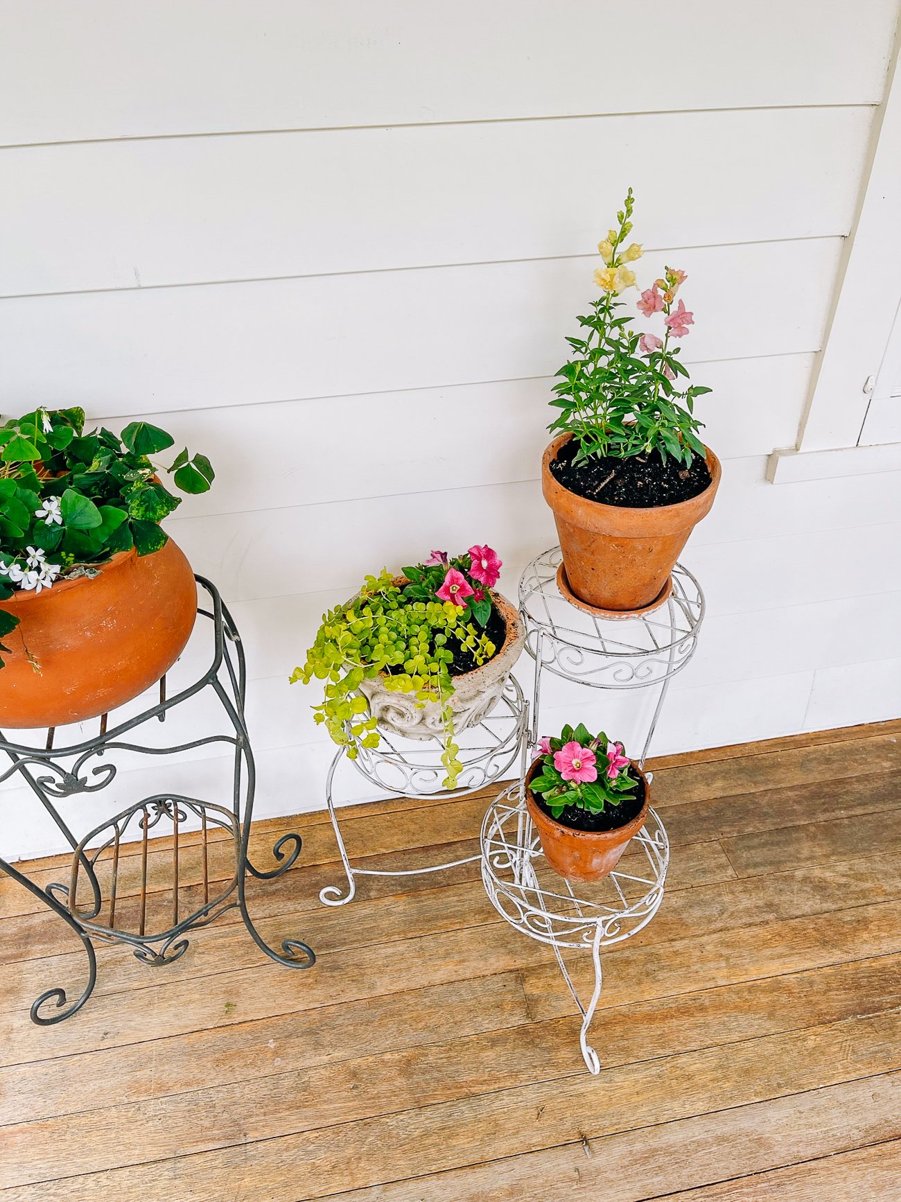 plant pots on porch