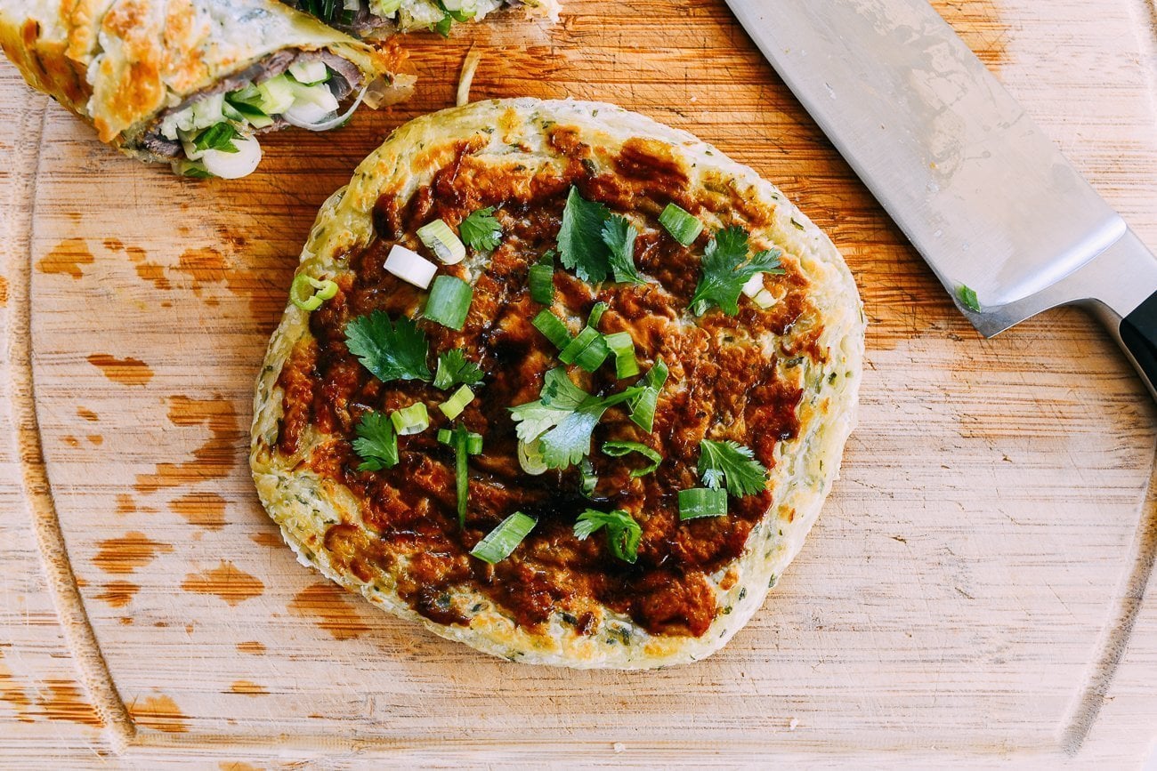 scallions on hoisin on pancake