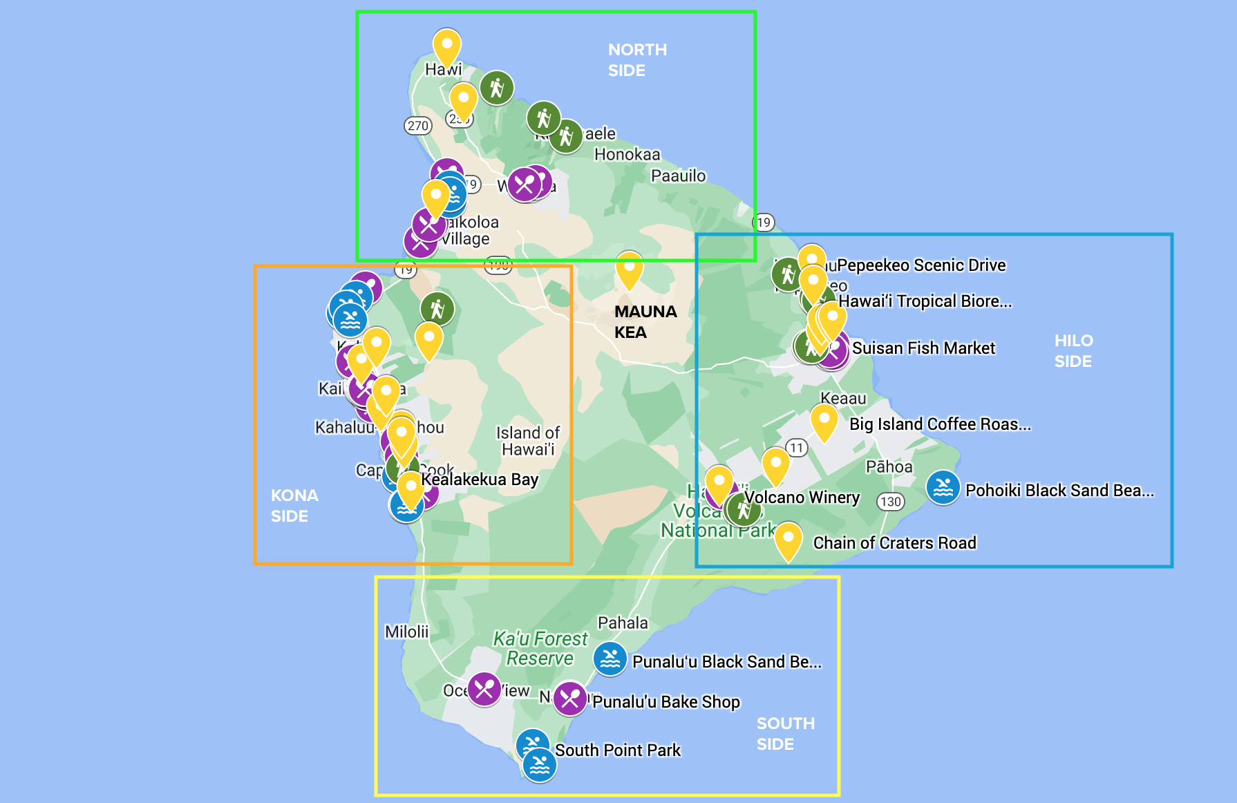 Big Island divided into four sections