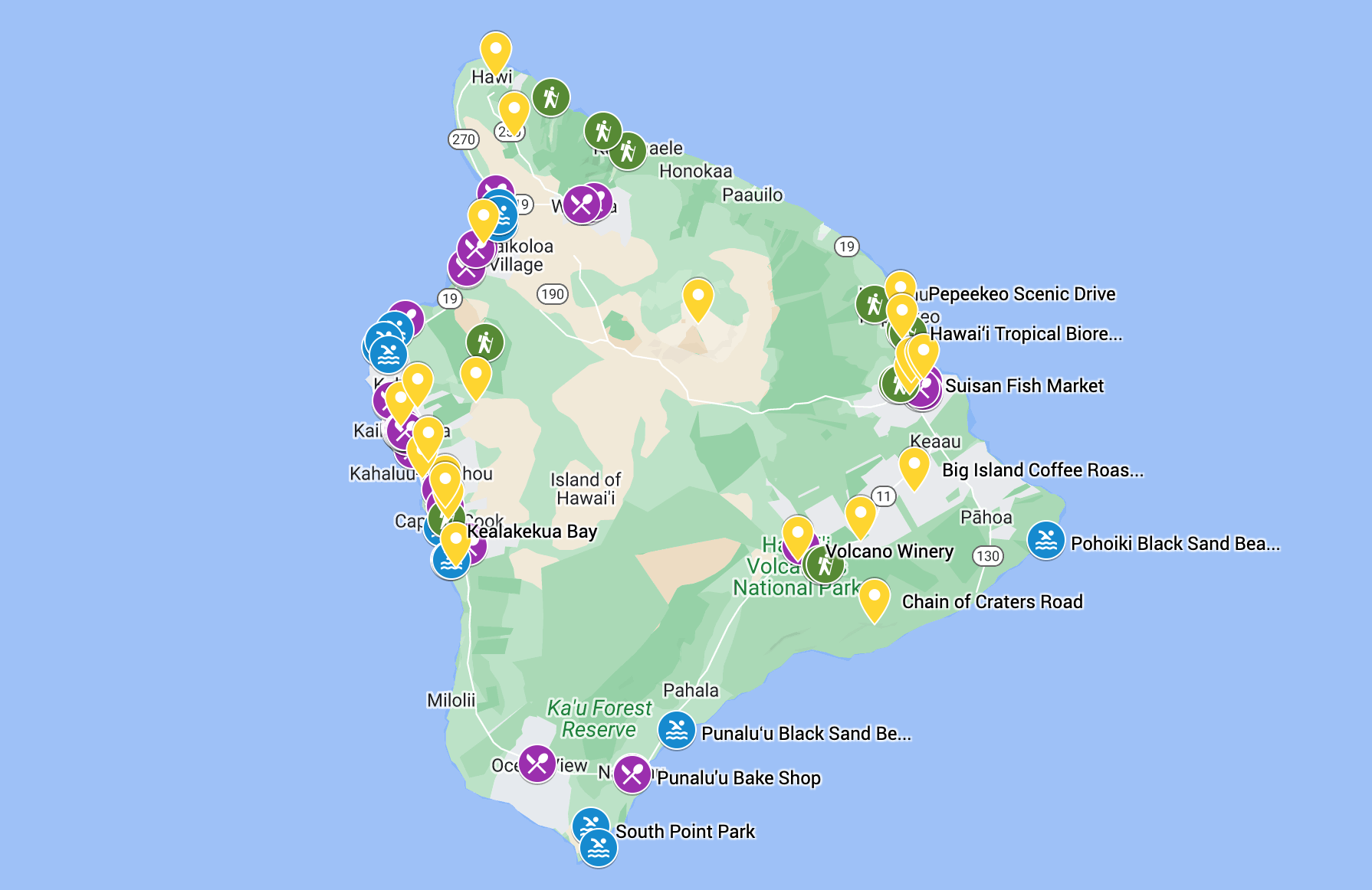 Personalized Google Map of Big Island