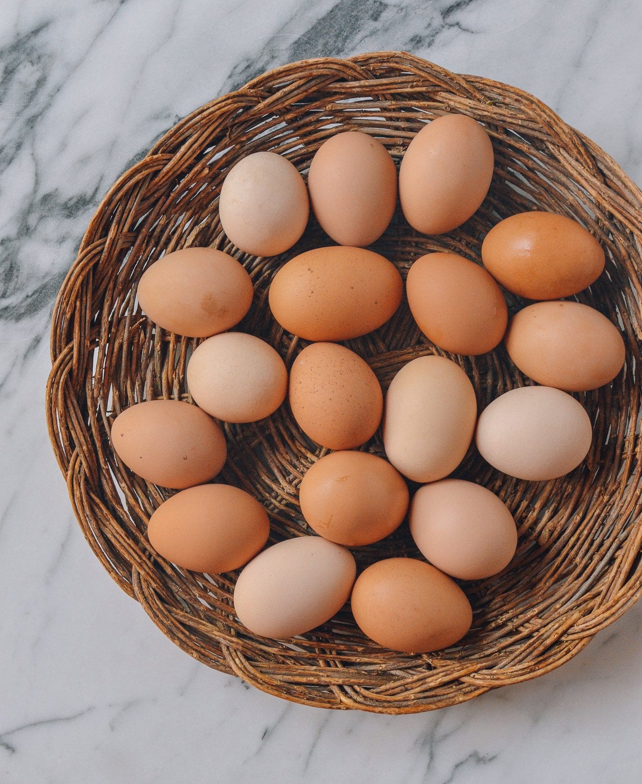 basket of brown eggs