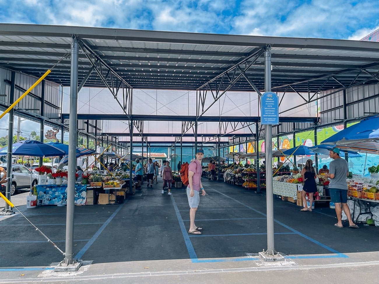 Justin in front of Hilo Farmer's Market