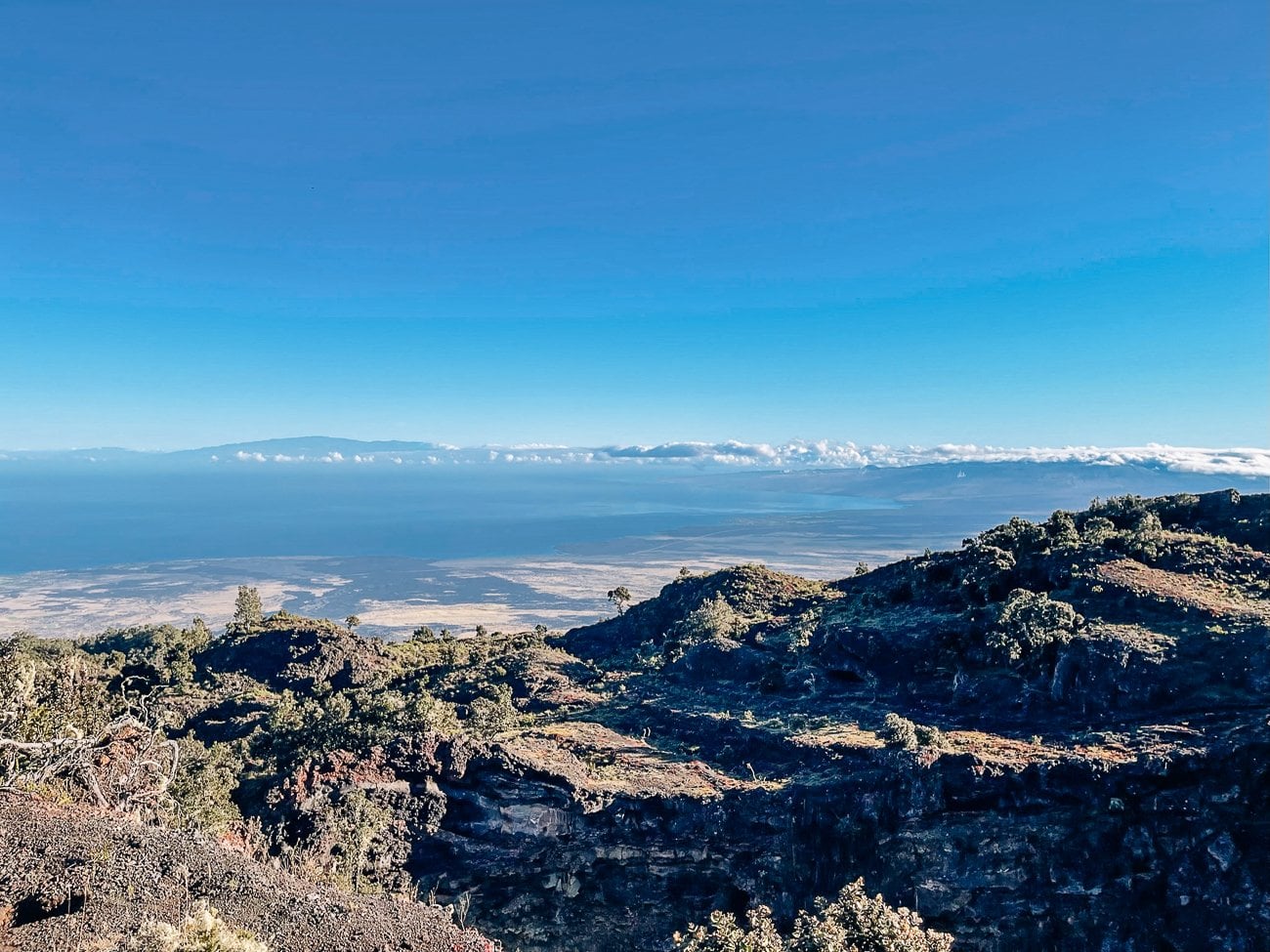 View down to ocean from Hualalai