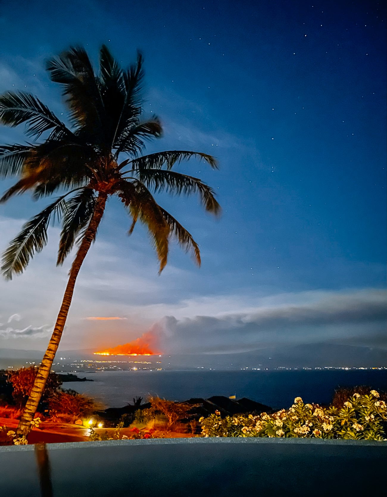 View of Brush Fire above Waikaloa from Kawaihae