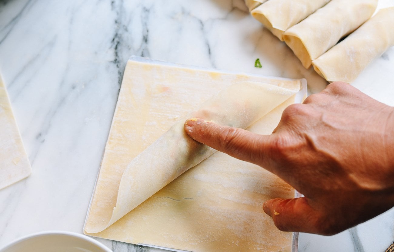 wrapping egg rolls