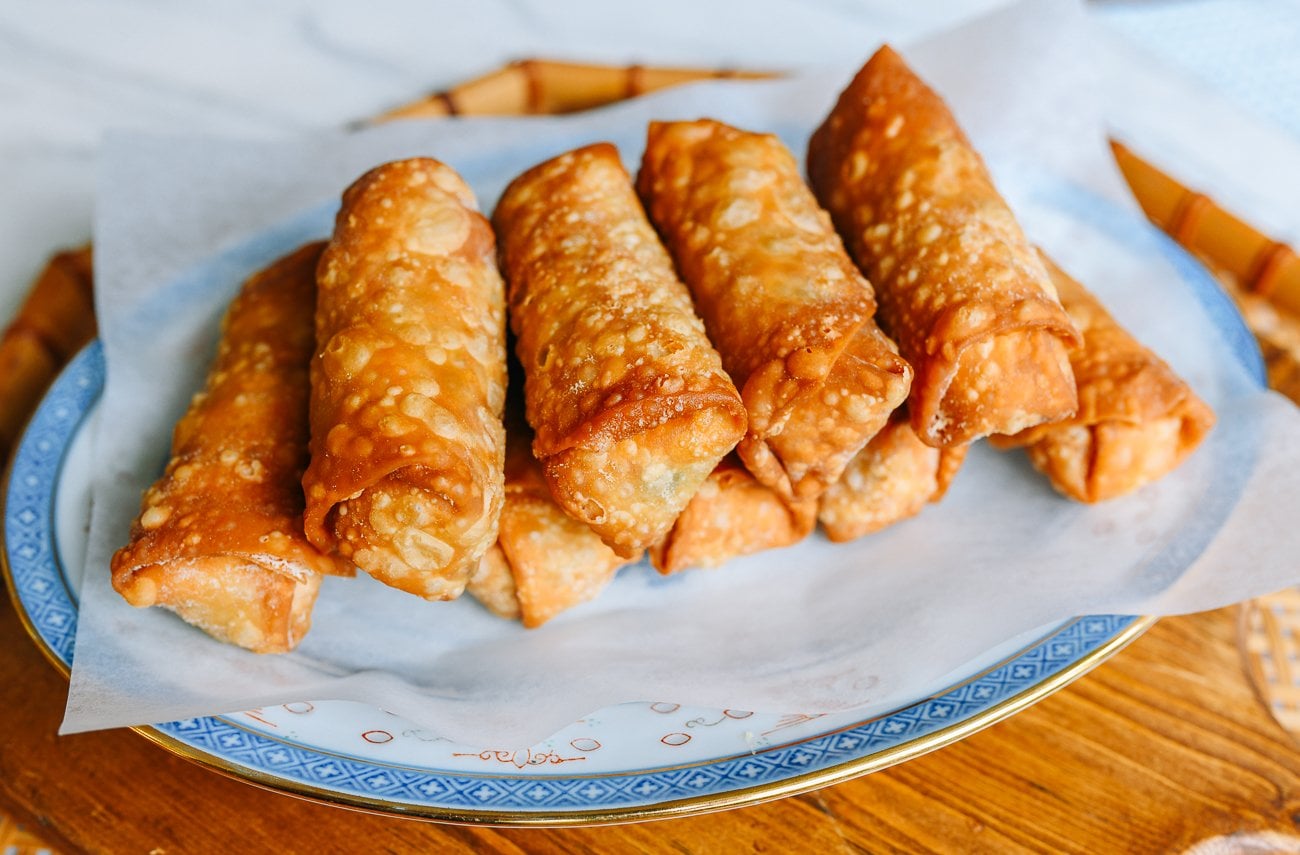 plate of fried egg rolls