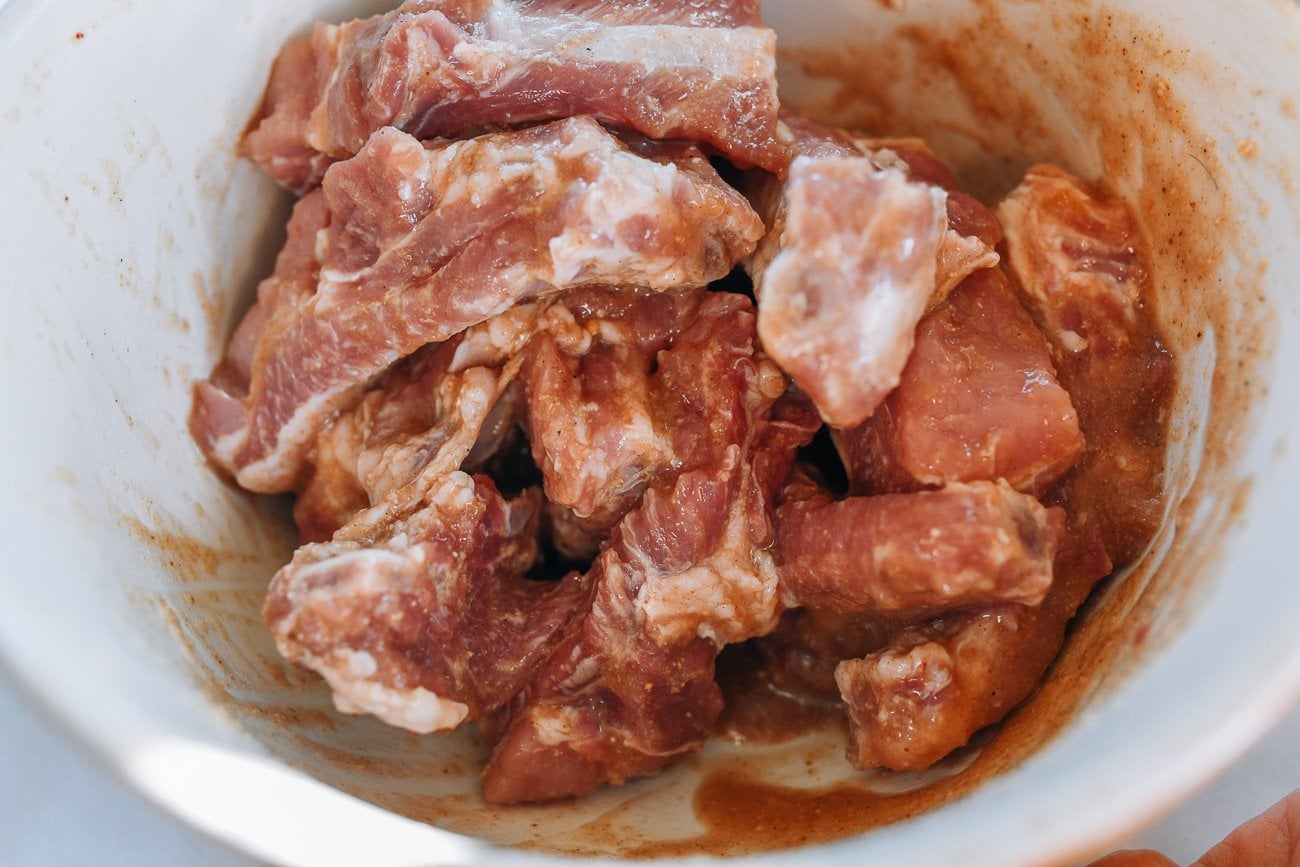 individual ribs with marinade ingredients