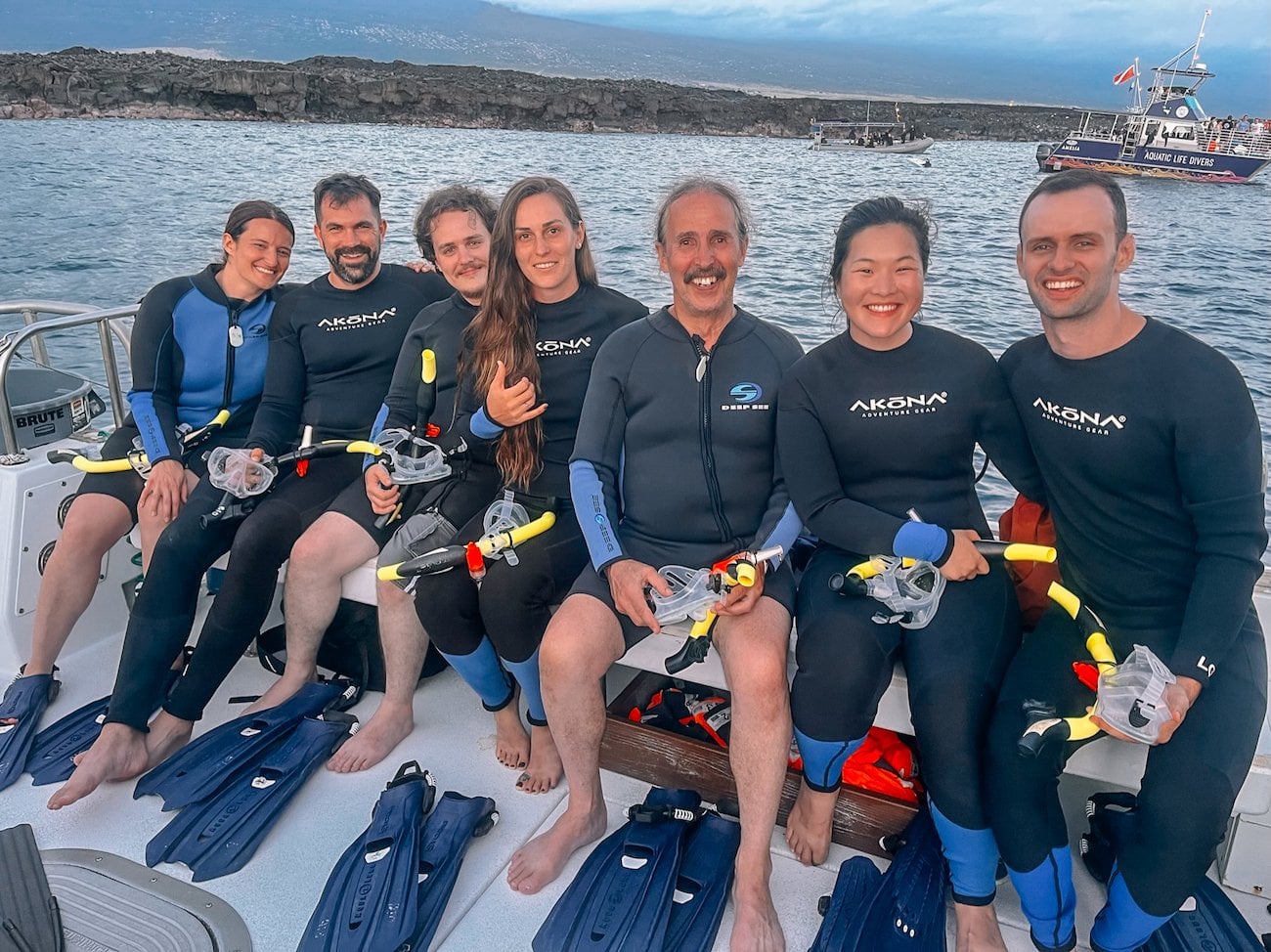 photo before manta night dive with Justin's family - the woks of life