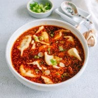 bowl of hot and sour dumpling soup from Shaanxi