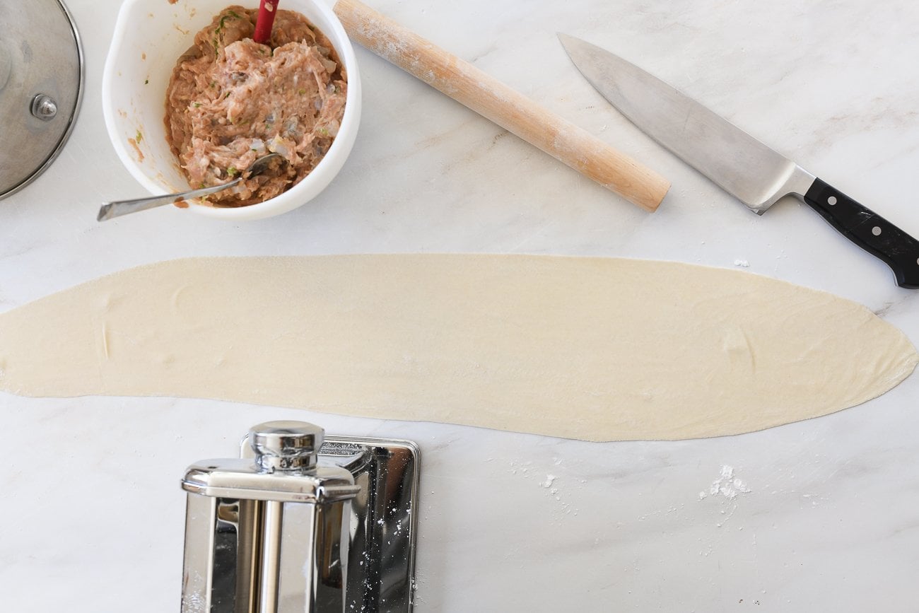 dough rolled by pasta roller