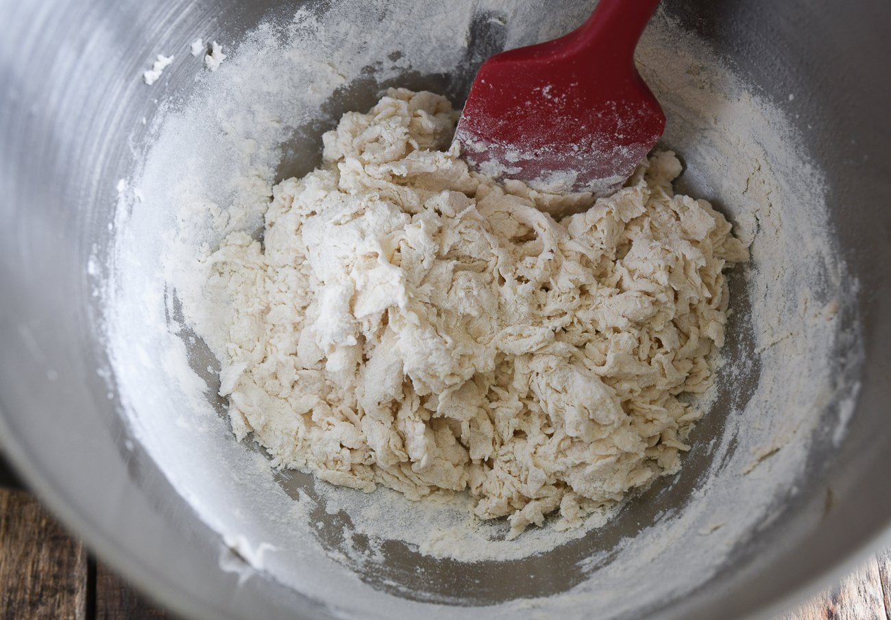 shaggy dough formed with flour and water