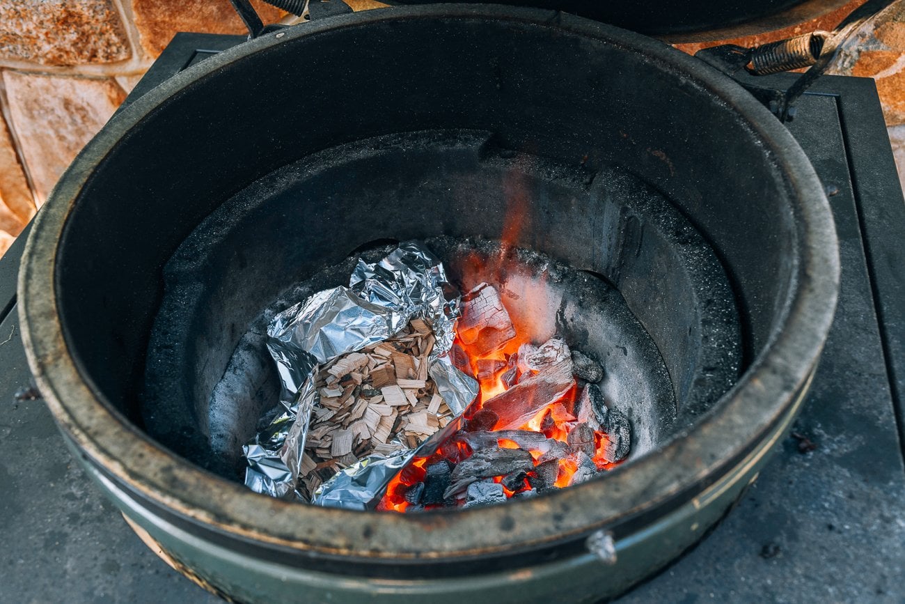 hickory chips in charcoal grill