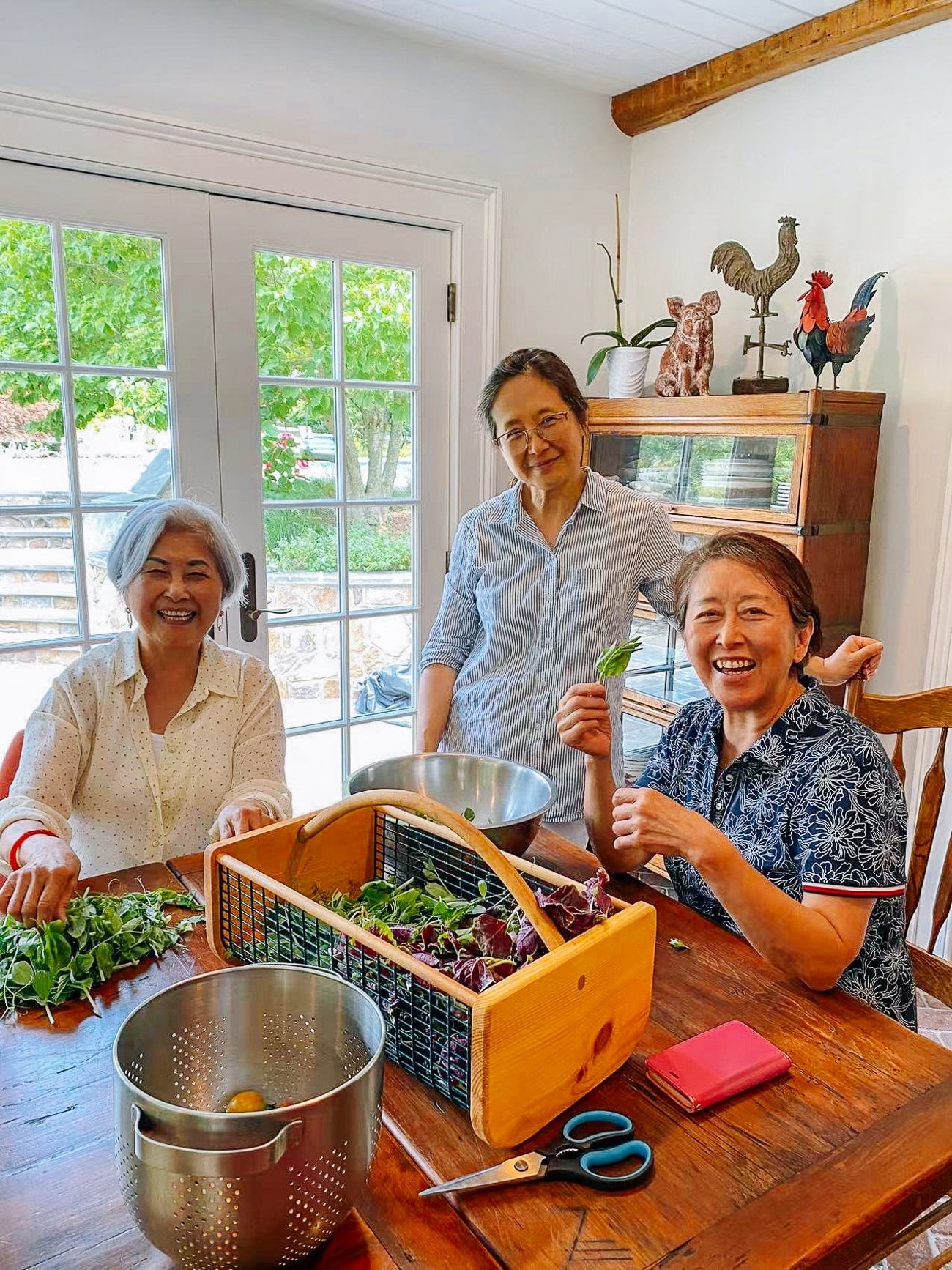 grandma, Judy, and auntie with harvest