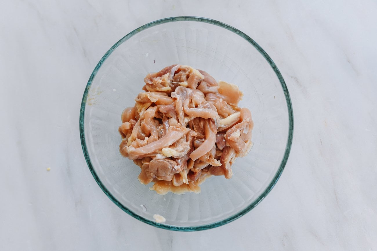 marinated chicken slices