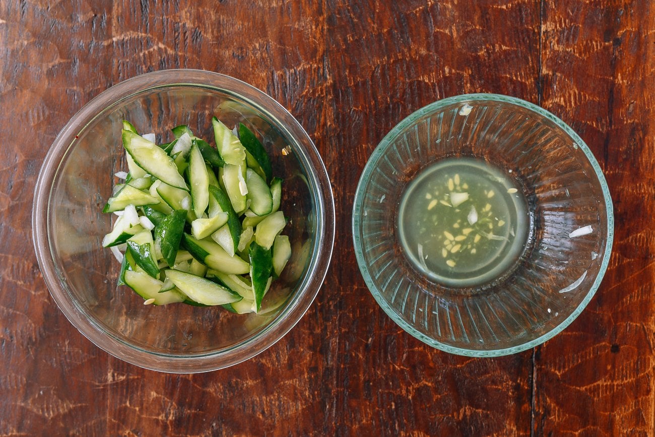 water separated from cucumber and onion