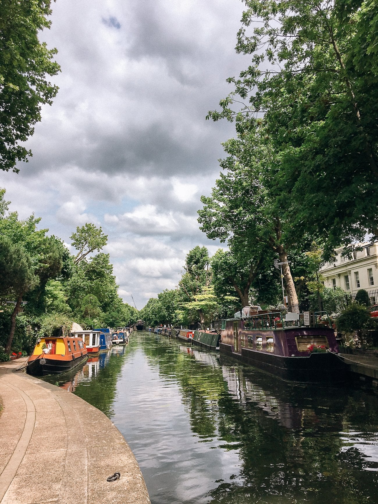 Little Venice house boats docked in the canal