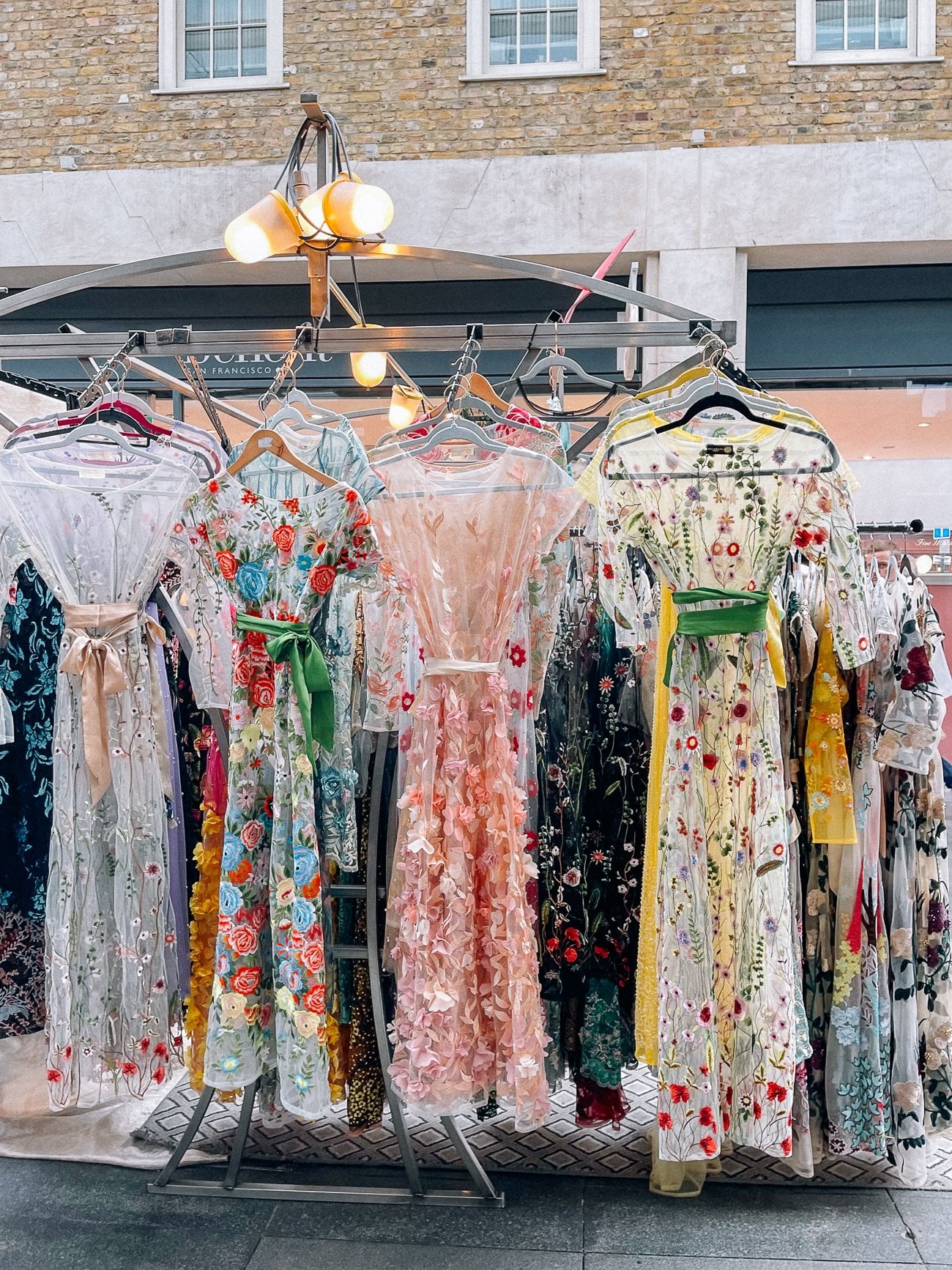 Floral and pearl covered sheer dresses