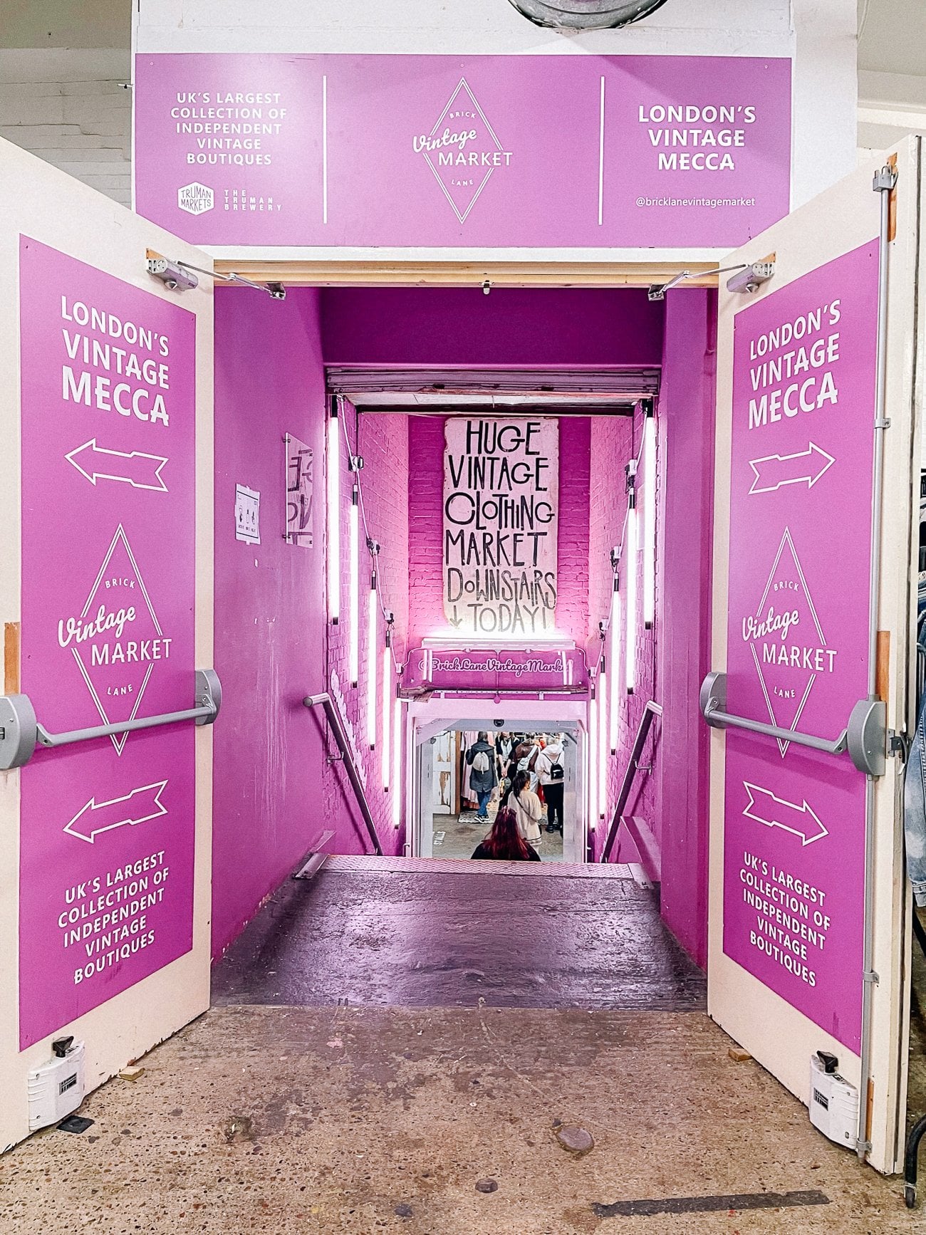 Purple entrance to a vintage market