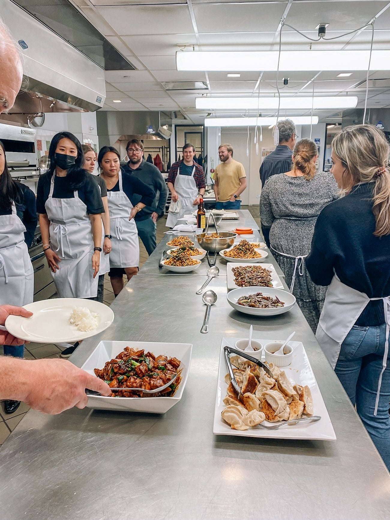 buffet at the end of cooking class