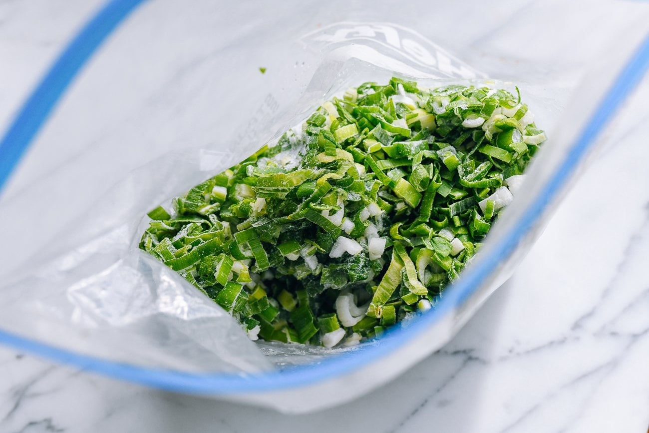 bag of frozen chopped scallions