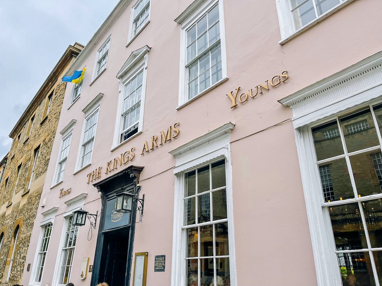 The King's Arms pink exterior